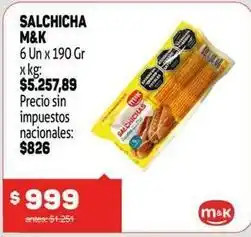 Makro M&k - salchicha oferta