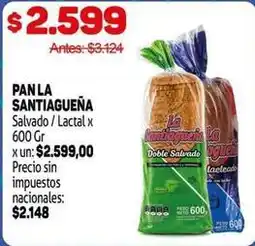 Makro La santiagueña - pan la santiagueña salvado / lactal x 600 gr oferta