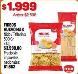 Makro M&k - fideos huevo nido / tallarin oferta