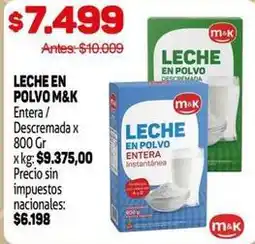 Makro M&k - leche en polvo entera / descemada oferta