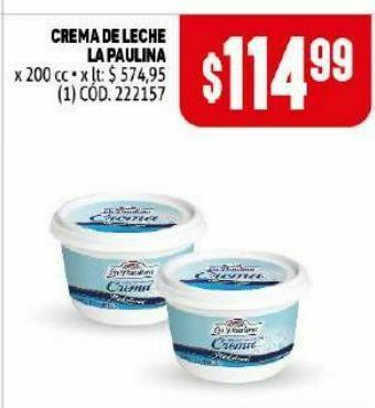 Makro Crema de leche la paulina 200cc oferta