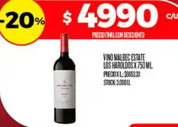 Supermercados DIA Los haroldos vino malbec estate oferta
