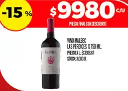 Supermercados DIA Las perdices vino malbec oferta