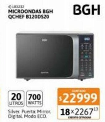 Cetrogar Microondas BGH QCHEF B120DS20 oferta