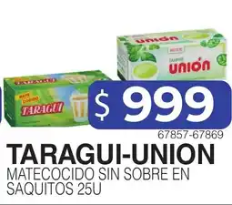 Masivos Taragui union matecocido sin sobre en saquitos oferta