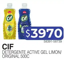 Masivos Cif detergente active gel limon/ original 500c oferta