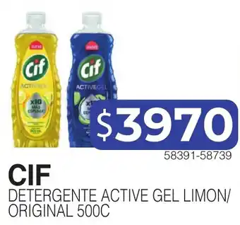 Masivos Cif detergente active gel limon/ original 500c oferta