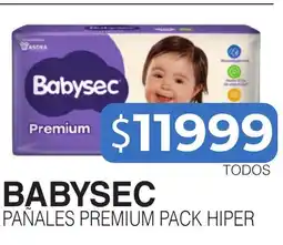 Masivos Babysec pañales premium pack hiper oferta