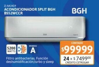 Cetrogar Acondicionador Split BGH BS52WCCR oferta