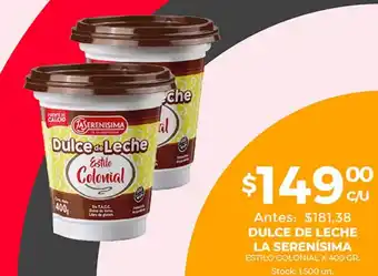 Supermercados Tadicor Dulce De Leche La Serenísima Estilo Colonial x 400 gr oferta