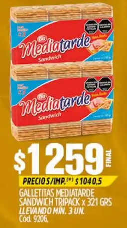 Supermercados Yaguar Mediatarde galletitas sandwich oferta