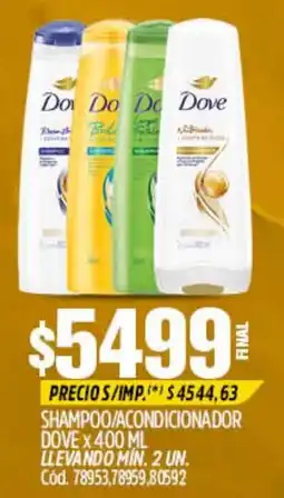 Supermercados Yaguar Dove shampoo/condicionador oferta