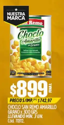 Supermercados Yaguar San remo choclo amarillo en granos oferta