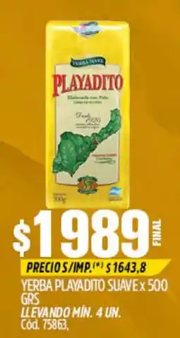Supermercados Yaguar Playadito yerba suave oferta