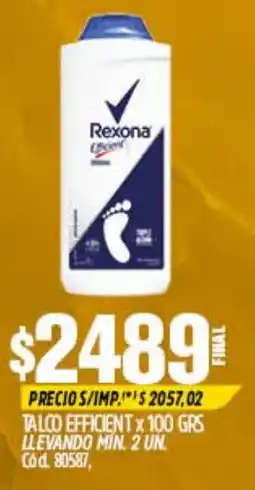 Supermercados Yaguar Rexona talco efficient oferta