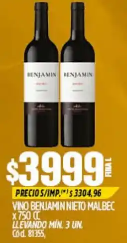 Supermercados Yaguar Benjamin vino malbec oferta