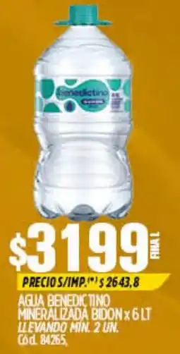 Supermercados Yaguar Benedictino agua mineralizada oferta