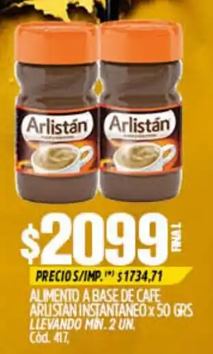 Supermercados Yaguar Arlistán alimento a base de café oferta