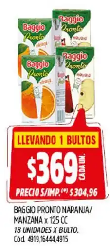 Supermercados Yaguar Baggio pronto naranja/ manzana oferta