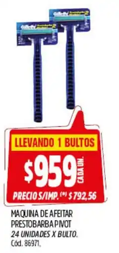 Supermercados Yaguar Gillette maquina de afeitar prestobarba pivot oferta