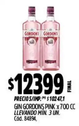 Supermercados Yaguar Gin gordon's pink oferta