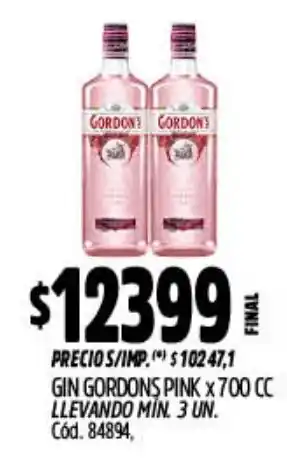 Supermercados Yaguar Gin gordon's pink oferta
