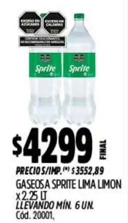 Supermercados Yaguar Sprite gaseosa sprite lima limon oferta