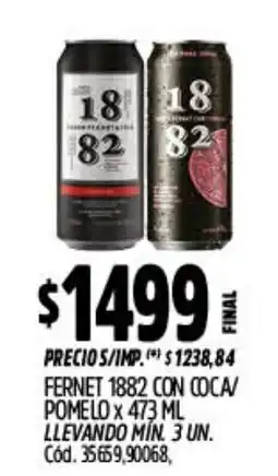 Supermercados Yaguar Fernet 1882 con coca/ pomelo oferta