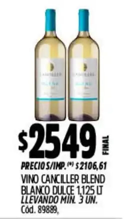 Supermercados Yaguar Canciller vino blanco dulce blend oferta