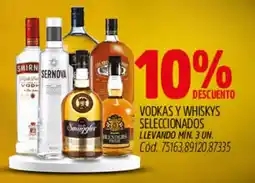 Supermercados Yaguar Vodkas y whiskys seleccionados oferta