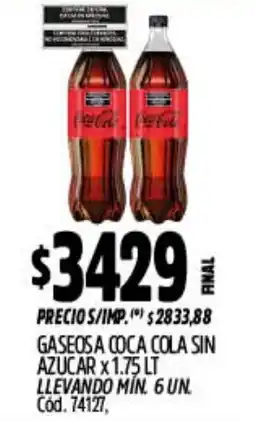 Supermercados Yaguar Coca cola gaseosa sin azucar oferta