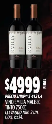 Supermercados Yaguar Emilia vino malbec tinto oferta