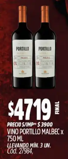 Supermercados Yaguar Portillo vino malbec oferta