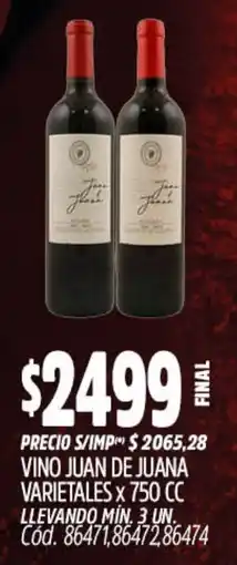 Supermercados Yaguar Juan de juana vino varietales oferta