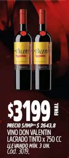 Supermercados Yaguar Don valentin vino tinto oferta