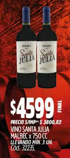 Supermercados Yaguar Santa julia malbec oferta