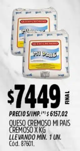 Supermercados Yaguar Mi pais queso cremoso oferta