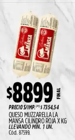 Supermercados Yaguar La mansa queso muzzarella cilindro roja oferta