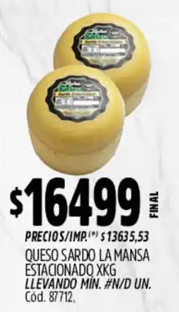 Supermercados Yaguar Queso sardo la mansa oferta