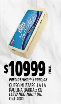 Supermercados Yaguar Paulina barra queso muzzarella oferta
