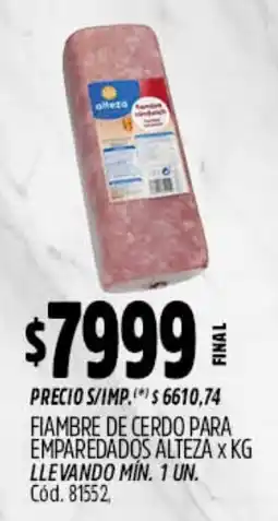 Supermercados Yaguar Alteza fiambre de cerdo para emparedados oferta