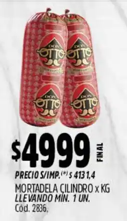 Supermercados Yaguar Don Otto mortadela cilindro oferta