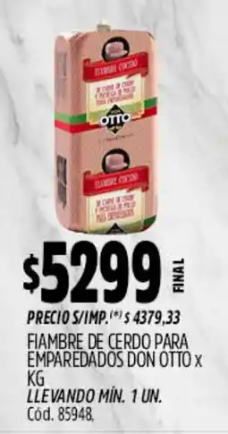 Supermercados Yaguar Don otto fiambre de cerdo para emparedados oferta
