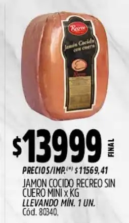 Supermercados Yaguar Recreo jamon cocido sin cuero mini oferta