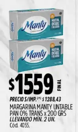 Supermercados Yaguar Manty margarina untable pan 0% trans oferta