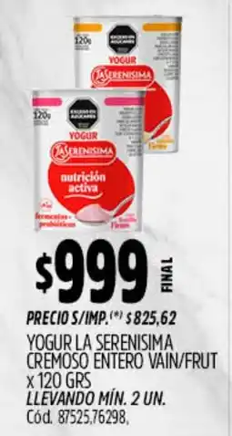 Supermercados Yaguar La serenisima yogur cremoso entero vain/frut oferta