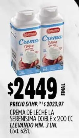 Supermercados Yaguar La serenisima crema de leche doble oferta