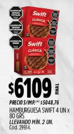 Supermercados Yaguar Swift hamburguesa clásica oferta