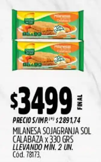 Supermercados Yaguar Milanesa sojagranja sol calabaza oferta