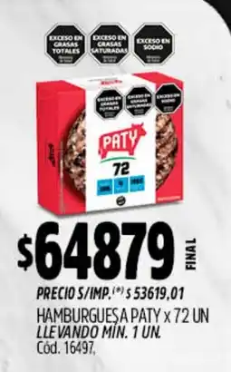 Supermercados Yaguar Paty hamburguesa oferta
